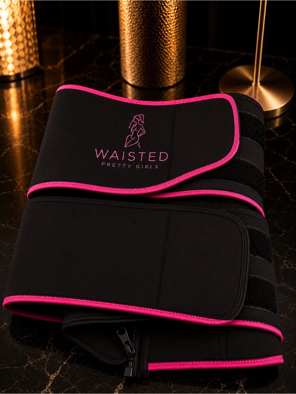 Waisted Pretty Girls Black Waist Trainer with Pink Trim